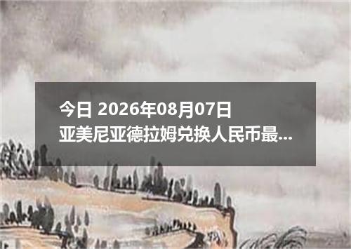 今日 2026年08月07日 亚美尼亚德拉姆兑换人民币最新汇率行情
