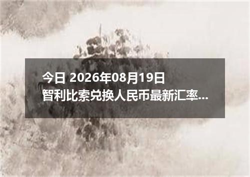 今日 2026年08月19日 智利比索兑换人民币最新汇率行情