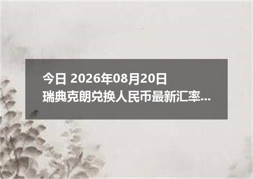 今日 2026年08月20日 瑞典克朗兑换人民币最新汇率行情