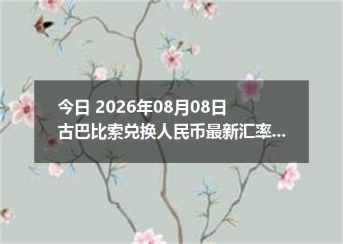今日 2026年08月08日 古巴比索兑换人民币最新汇率行情