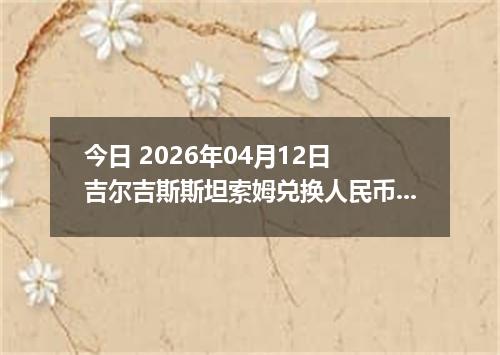 今日 2026年04月12日 吉尔吉斯斯坦索姆兑换人民币最新汇率行情