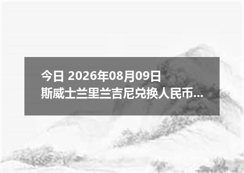 今日 2026年08月09日 斯威士兰里兰吉尼兑换人民币最新汇率行情
