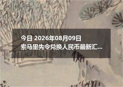 今日 2026年08月09日 索马里先令兑换人民币最新汇率行情