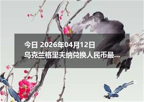 今日 2026年04月12日 乌克兰格里夫纳兑换人民币最新汇率行情