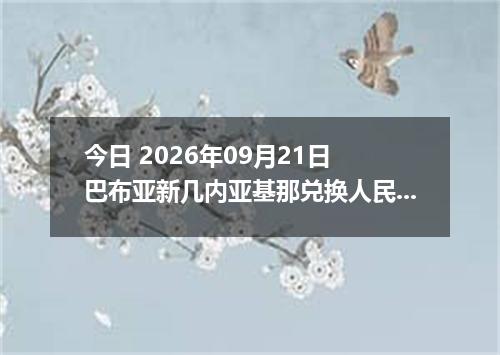 今日 2026年09月21日 巴布亚新几内亚基那兑换人民币最新汇率行情