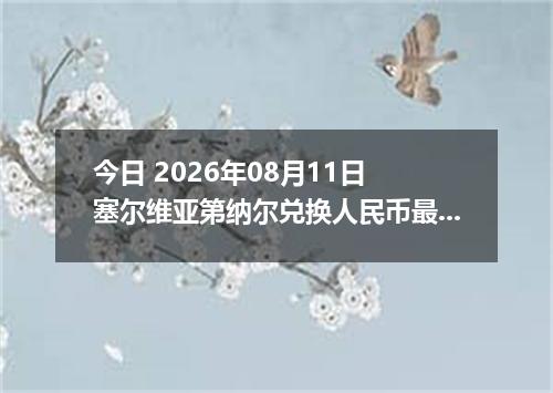 今日 2026年08月11日 塞尔维亚第纳尔兑换人民币最新汇率行情