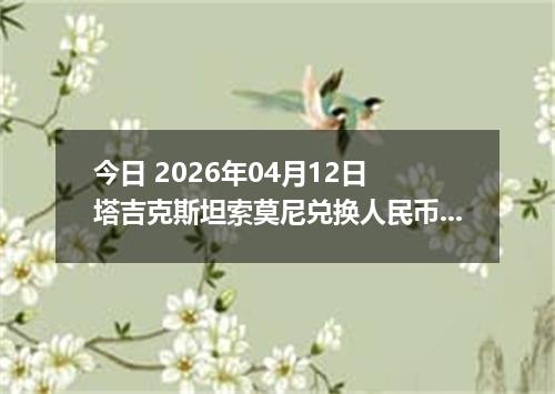 今日 2026年04月12日 塔吉克斯坦索莫尼兑换人民币最新汇率行情