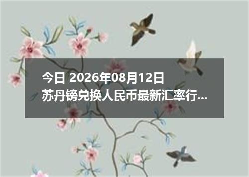 今日 2026年08月12日 苏丹镑兑换人民币最新汇率行情