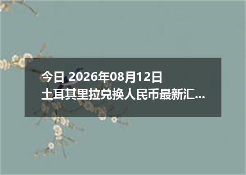 今日 2026年08月12日 土耳其里拉兑换人民币最新汇率行情