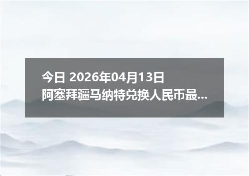 今日 2026年04月13日 阿塞拜疆马纳特兑换人民币最新汇率行情
