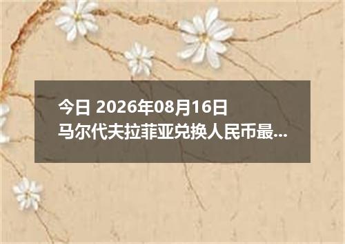 今日 2026年08月16日 马尔代夫拉菲亚兑换人民币最新汇率行情